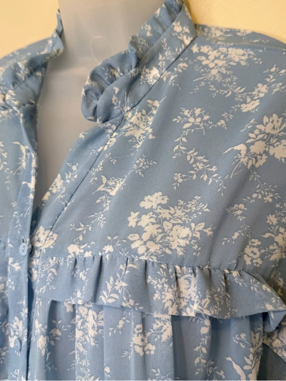 ZARA | Floral Pattern Feminine Ruffled Semi Sheer Breezy Relaxed Blouse - Picture 6 of 15